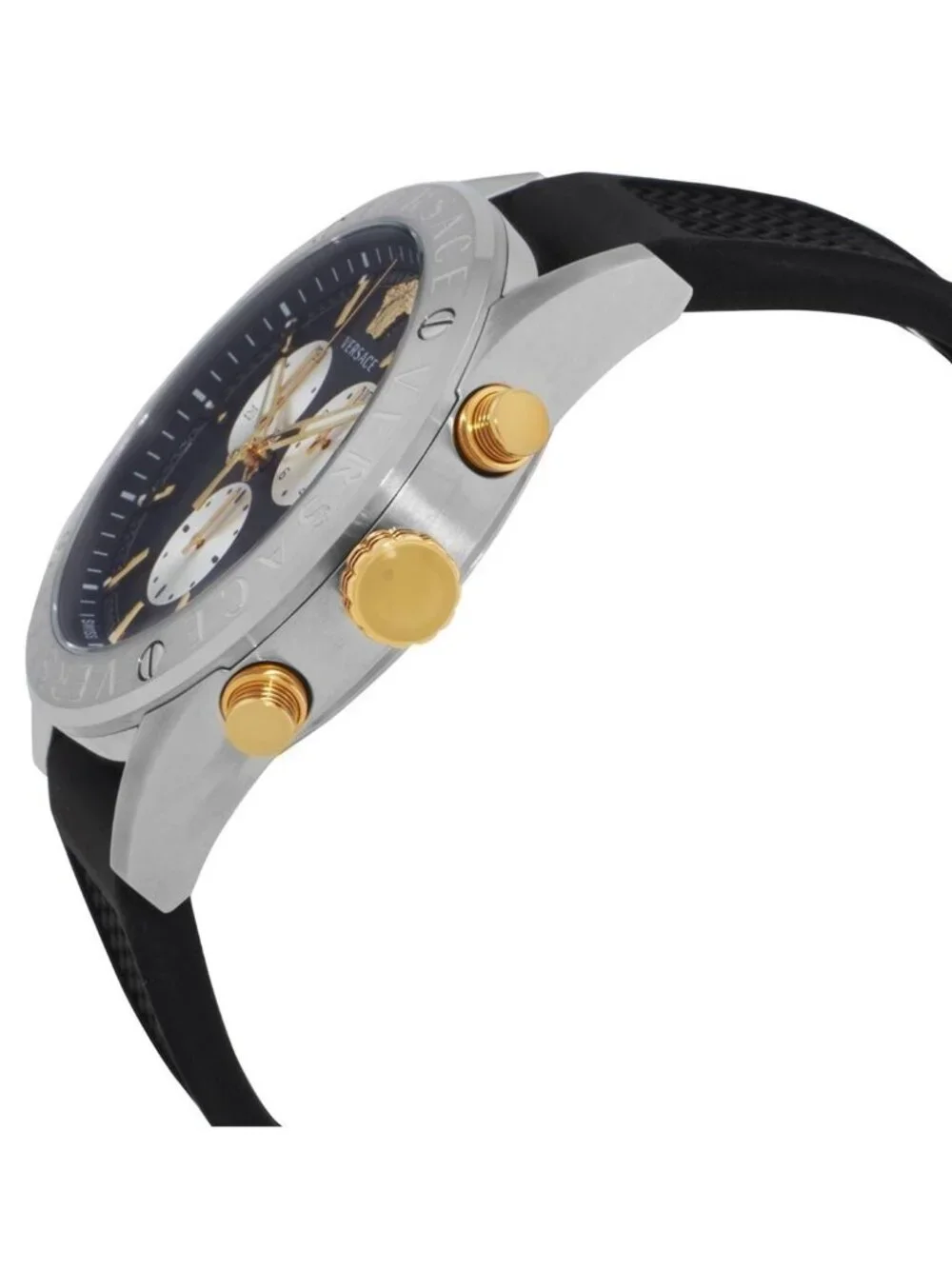 NWT Versace V-Chrono Chronograph Quartz Black Dial Men's Watch